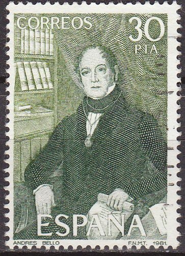 Z vendido ESPAÑA 1982 2647 Sello Centenario Personajes Andres Bello usado Espana Spain Espagne Spagna Spanje Spanien Yvert2275 Michel2535 